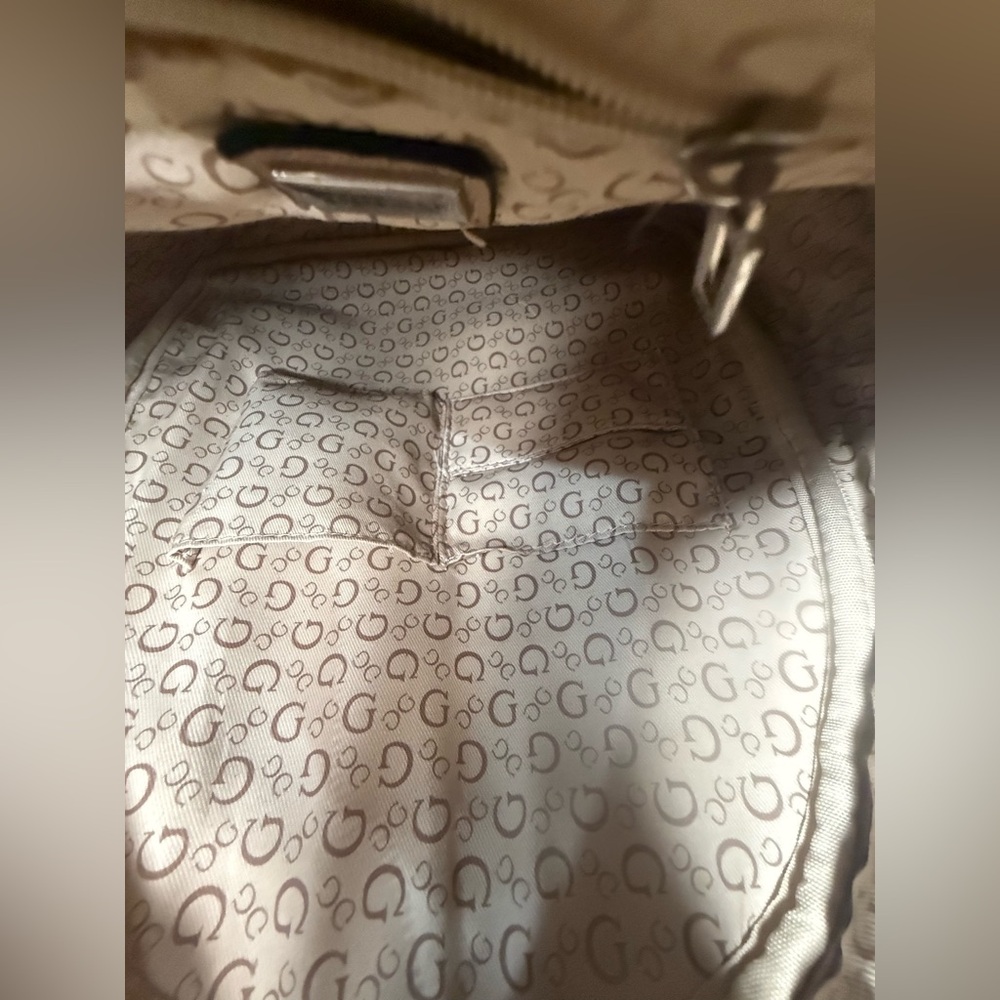 Guess Brown Tan Monogram Pattern Mini Backpack Pu… - image 11